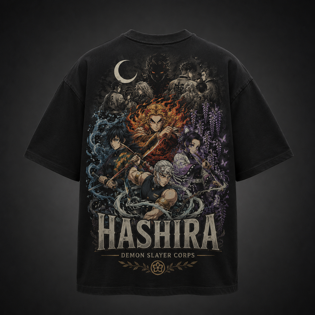 Giyu Tomioka, Tengen Uzui, Kyojuro Rengoku, Shinobu Kocho Demon Slayer Anime Graphic Tee - Hashira Corps