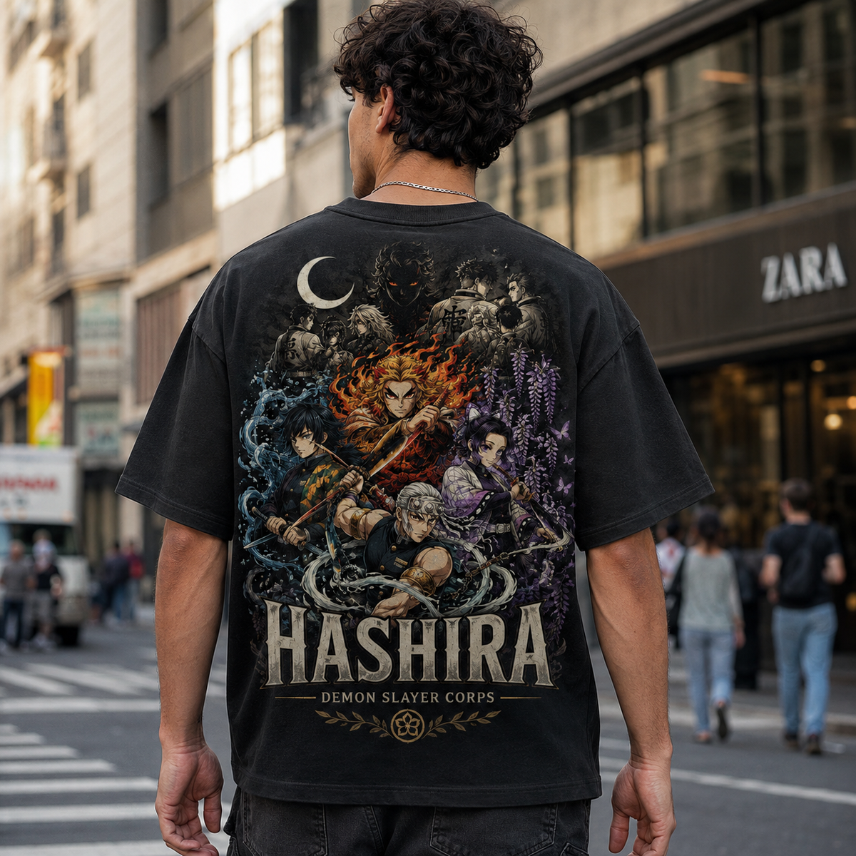 Giyu Tomioka, Tengen Uzui, Kyojuro Rengoku, Shinobu Kocho Demon Slayer Anime Graphic Tee - Hashira Corps