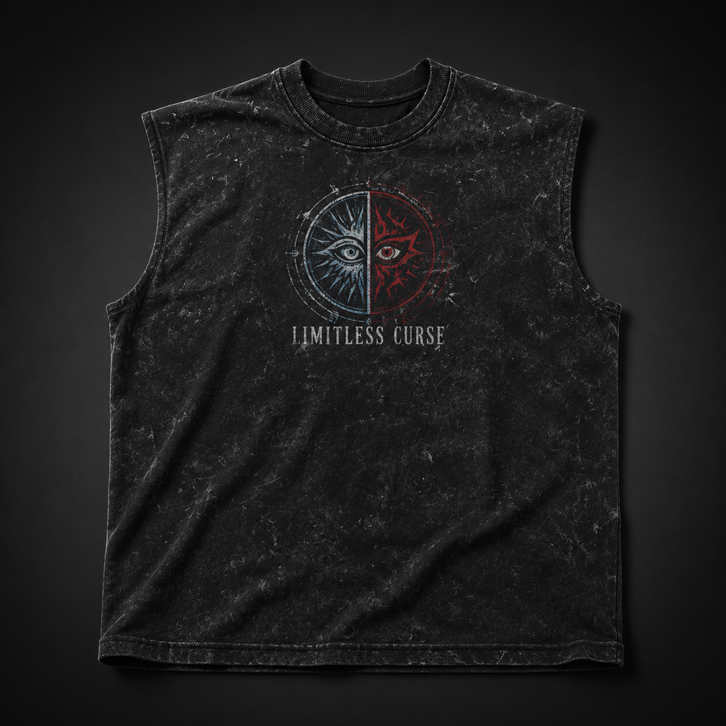 Gojo Satoru & Sukuna Jujutsu Kaisen Anime Tank Top - Honored Malevolent Acid Wash Vest