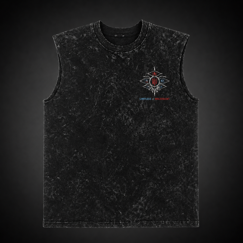 Gojo Satoru & Sukuna Jujutsu Kaisen Anime Tank Top - Honored One Acid Wash Vest