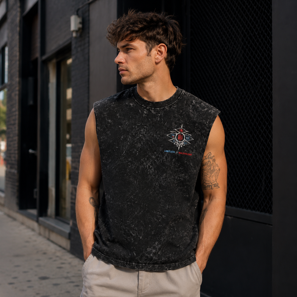 Gojo Satoru & Sukuna Jujutsu Kaisen Anime Tank Top - Honored One Acid Wash Vest