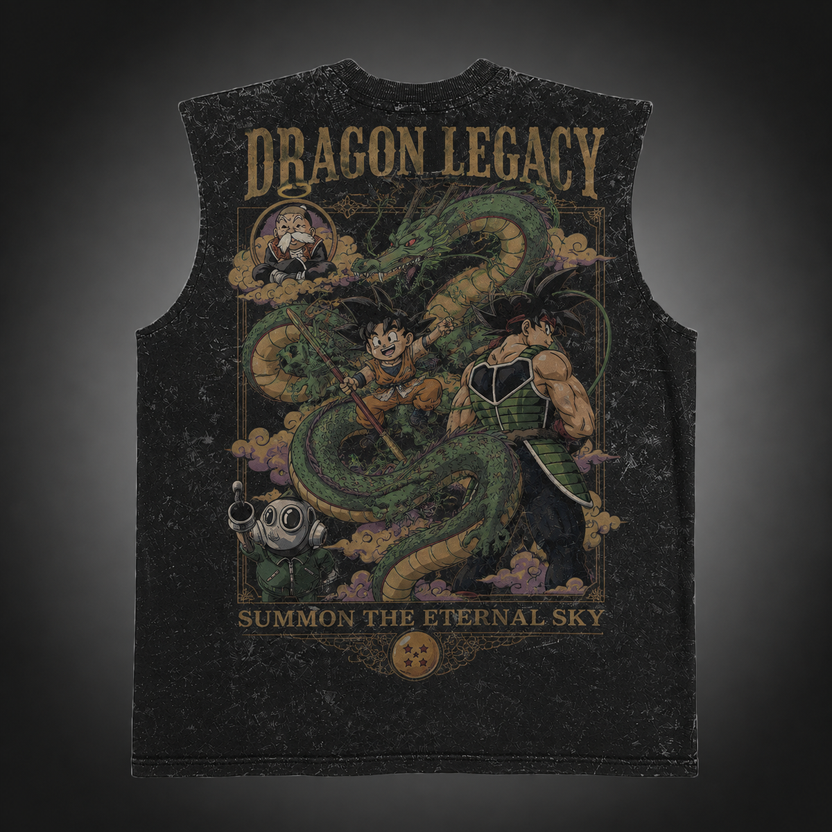 Goku & Bardock Dragon Ball Anime Tank Top - Dragon Legacy Acid Wash Vest