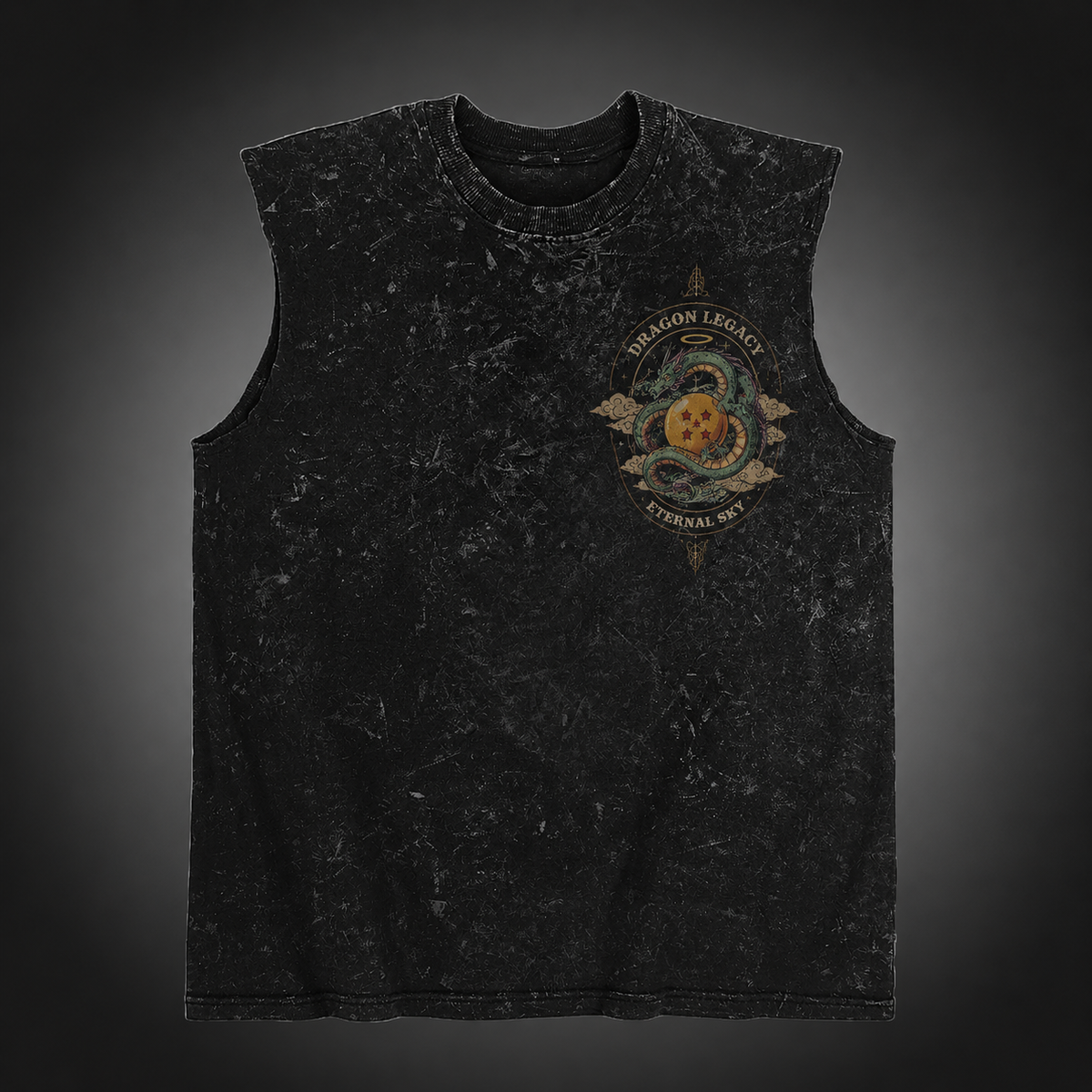 Goku & Bardock Dragon Ball Anime Tank Top - Dragon Legacy Acid Wash Vest