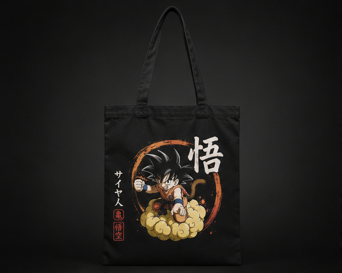 Goku Dragon Ball Anime Canvas Tote Bag - Flying Nimbus Ride