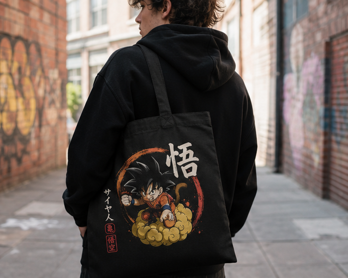 Goku Dragon Ball Anime Canvas Tote Bag - Flying Nimbus Ride