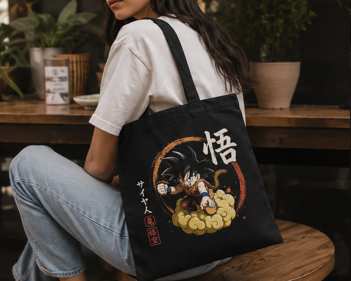 Goku Dragon Ball Anime Canvas Tote Bag - Flying Nimbus Ride