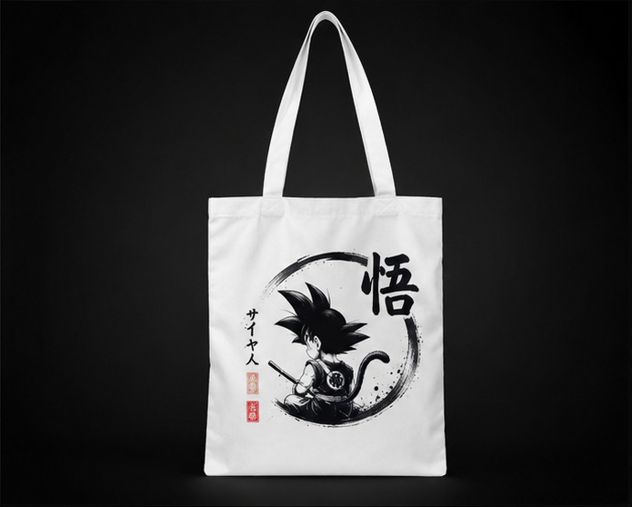 Goku Dragon Ball Anime Canvas Tote Bag - Saiyan Ink Circle