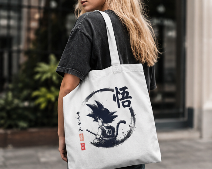 Goku Dragon Ball Anime Canvas Tote Bag - Saiyan Ink Circle