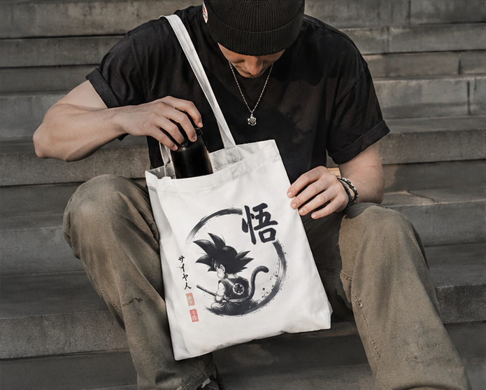 Goku Dragon Ball Anime Canvas Tote Bag - Saiyan Ink Circle