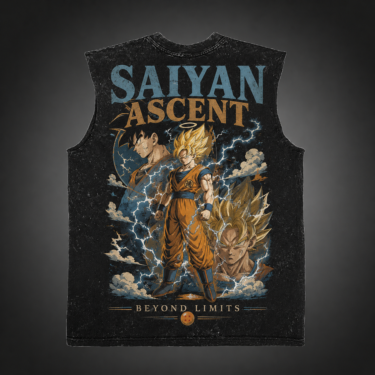 Goku & Gohan Dragon Ball Anime Tank Top - Saiyan Ascent Acid Wash Vest