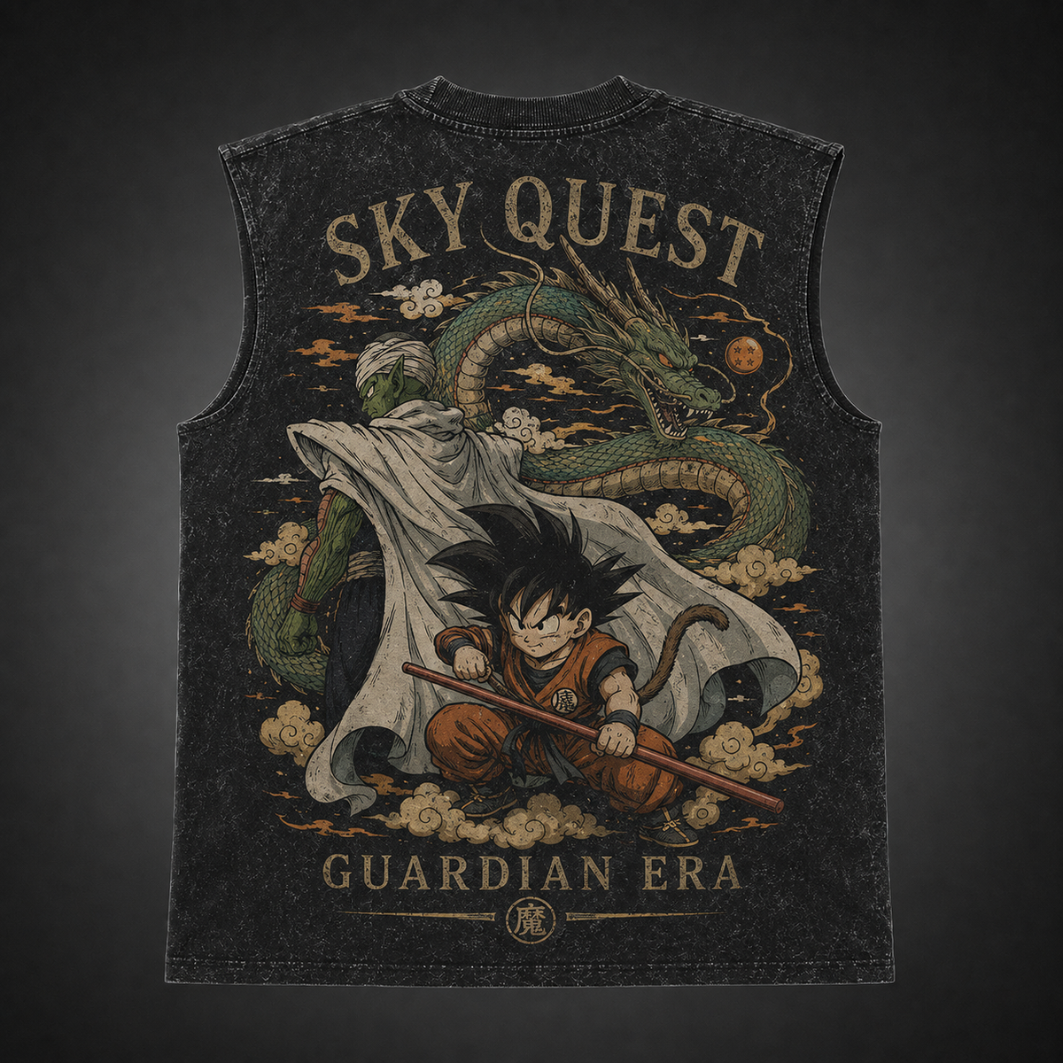 Goku & Piccolo Dragon Ball Anime Tank Top - Sky Quest Acid Wash Vest