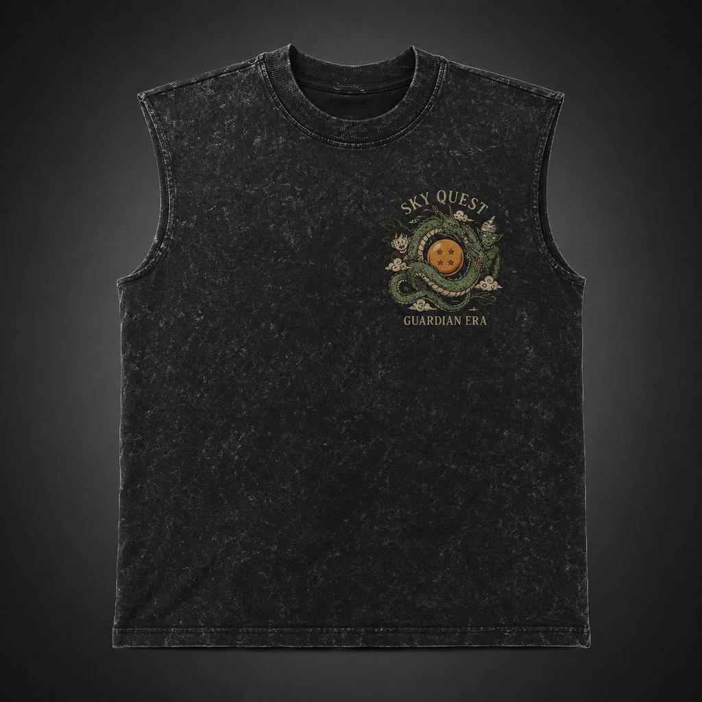 Goku & Piccolo Dragon Ball Anime Tank Top - Sky Quest Acid Wash Vest