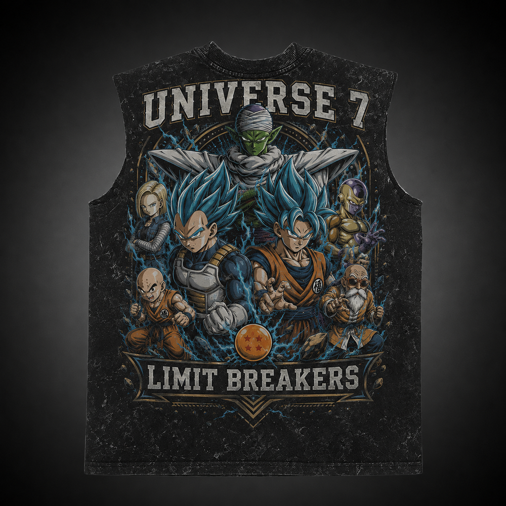 Goku & Vegeta Dragon Ball Anime Tank Top - Universe 7 Acid Wash Vest