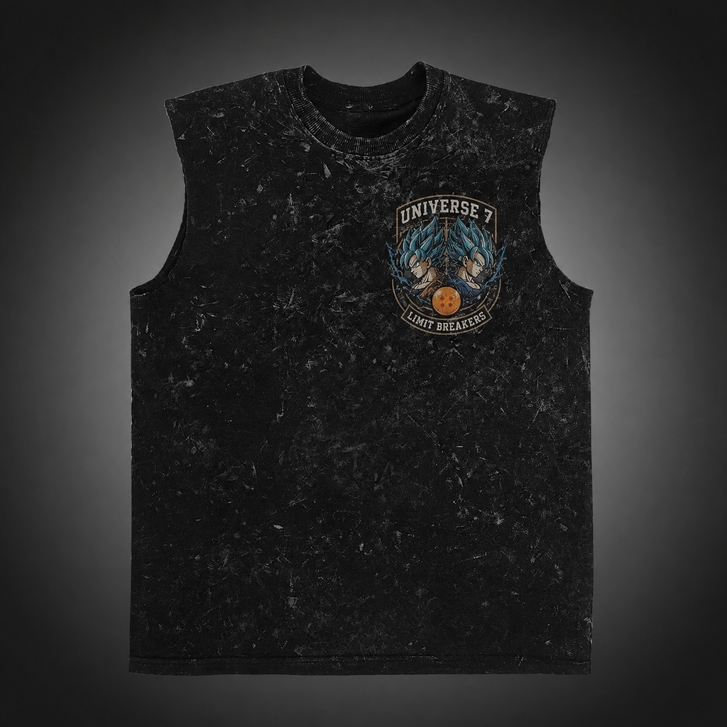 Goku & Vegeta Dragon Ball Anime Tank Top - Universe 7 Acid Wash Vest