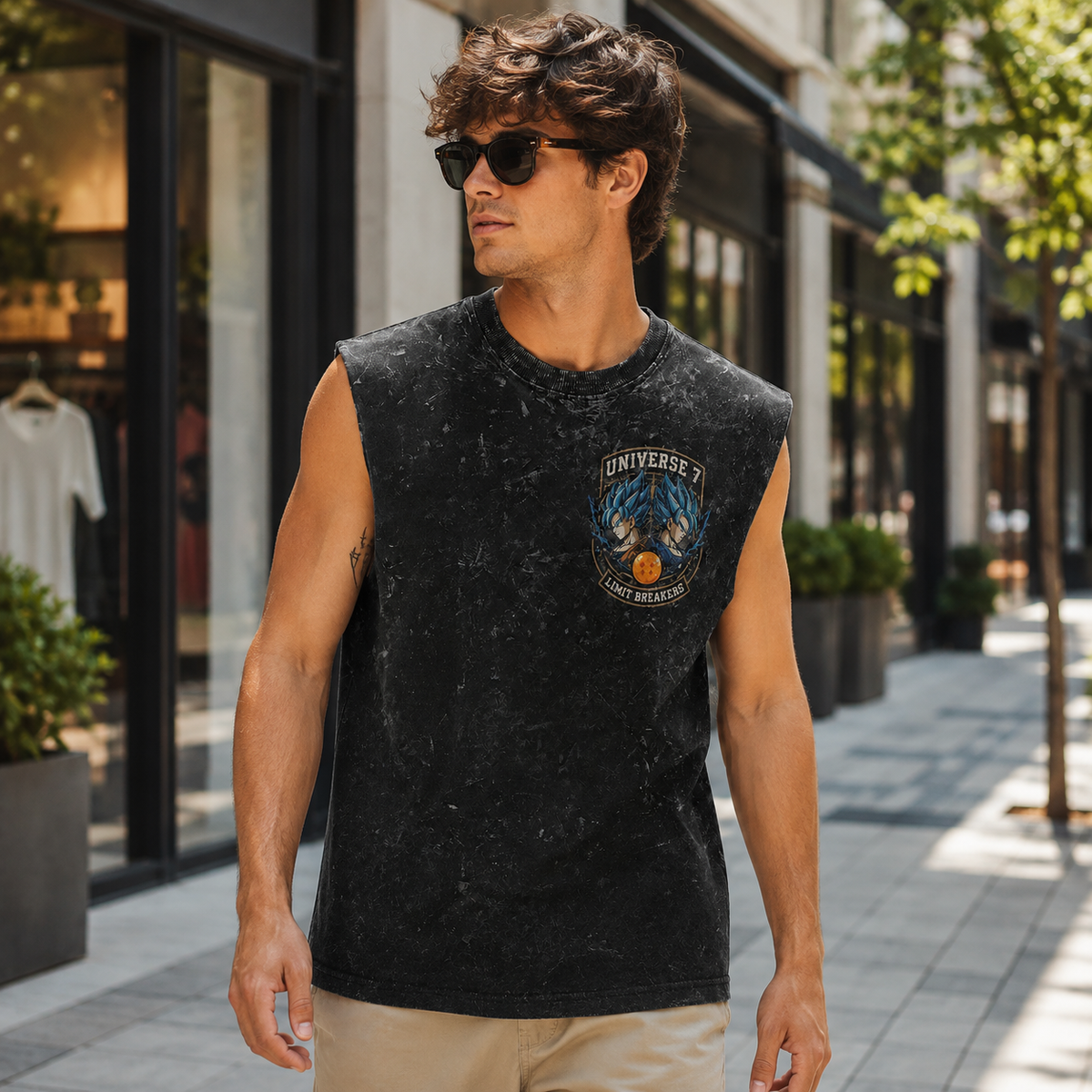 Goku & Vegeta Dragon Ball Anime Tank Top - Universe 7 Acid Wash Vest