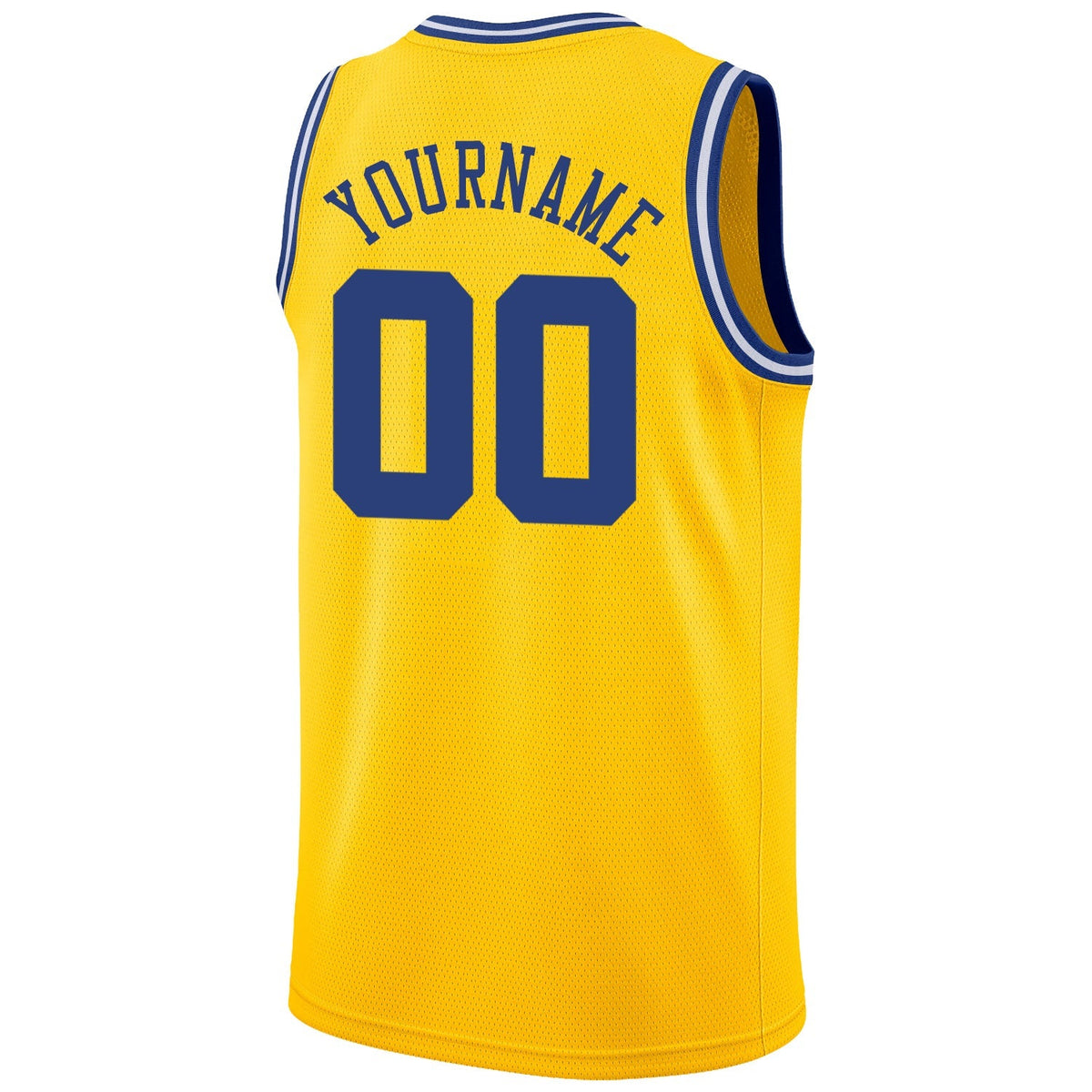 Custom Basketball Jersey - Gold Royal-White Round Neck Rib-Knit