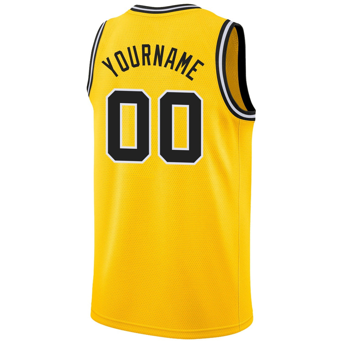 Custom Basketball Jersey - Gold Black-White Round Neck Rib-Knit
