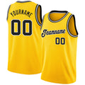 Custom Basketball Jersey - Gold Black-White Round Neck Rib-Knit