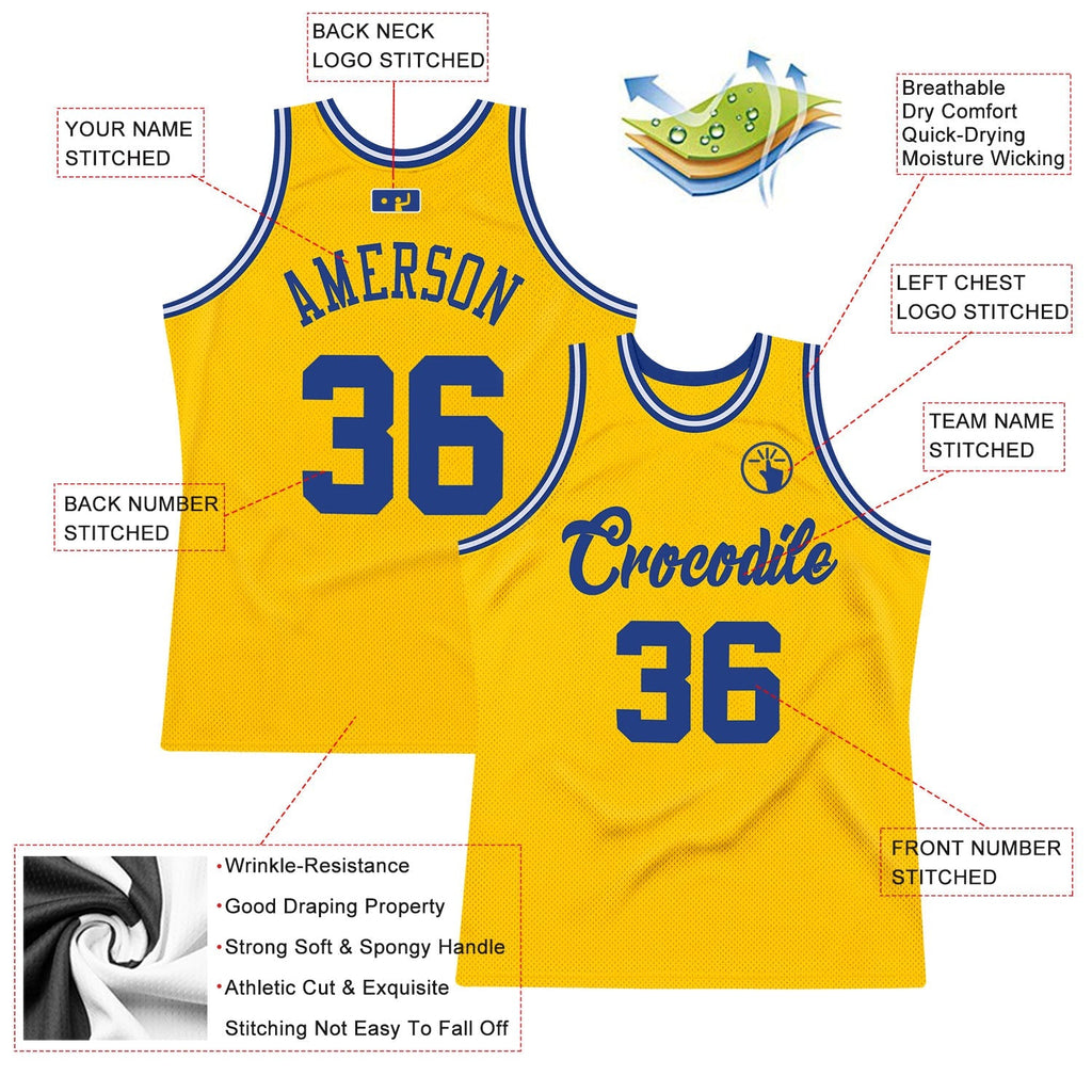 Custom Basketball Jersey - Gold Royal-White Throwback - Style Gold0075