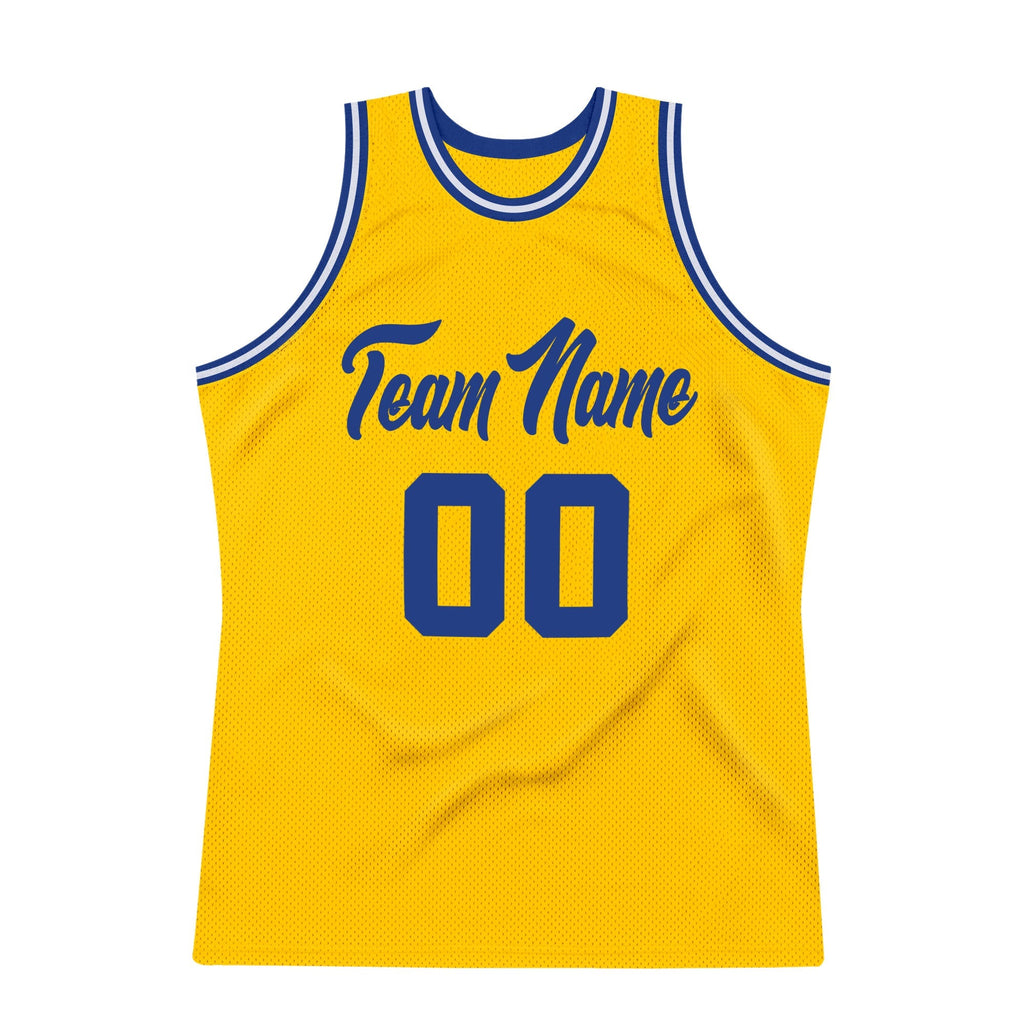 Custom Basketball Jersey - Gold Royal-White Throwback - Style Gold0075