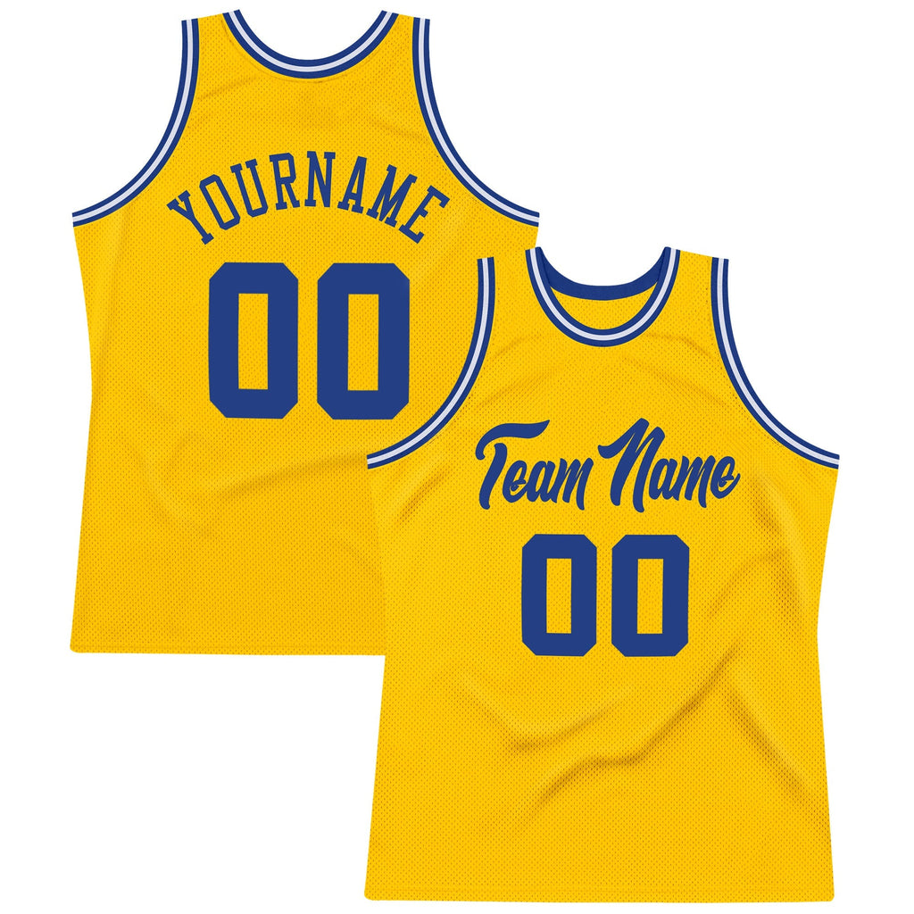 Custom Basketball Jersey - Gold Royal-White Throwback - Style Gold0075
