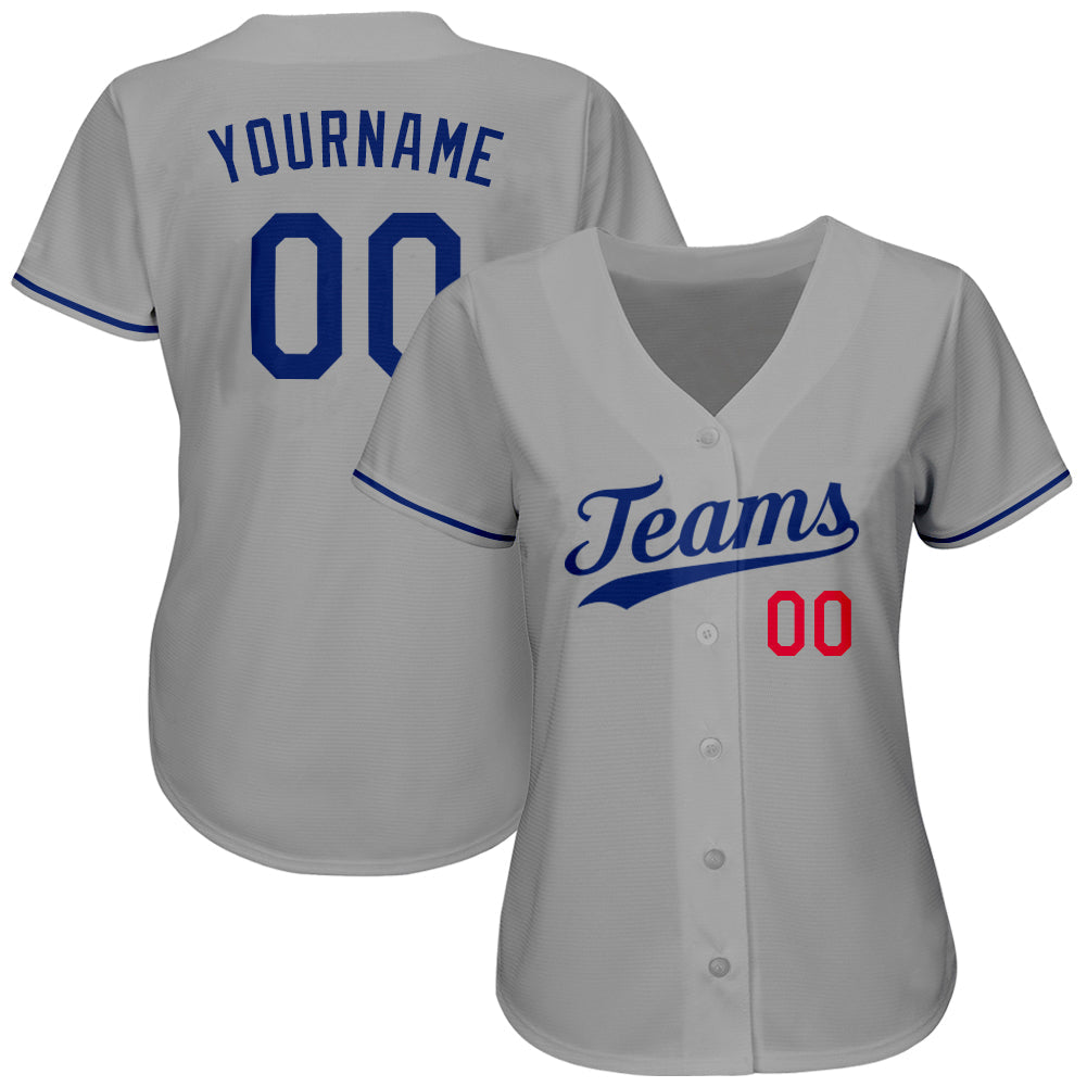 Custom Baseball Jersey - Gray Royal-Red