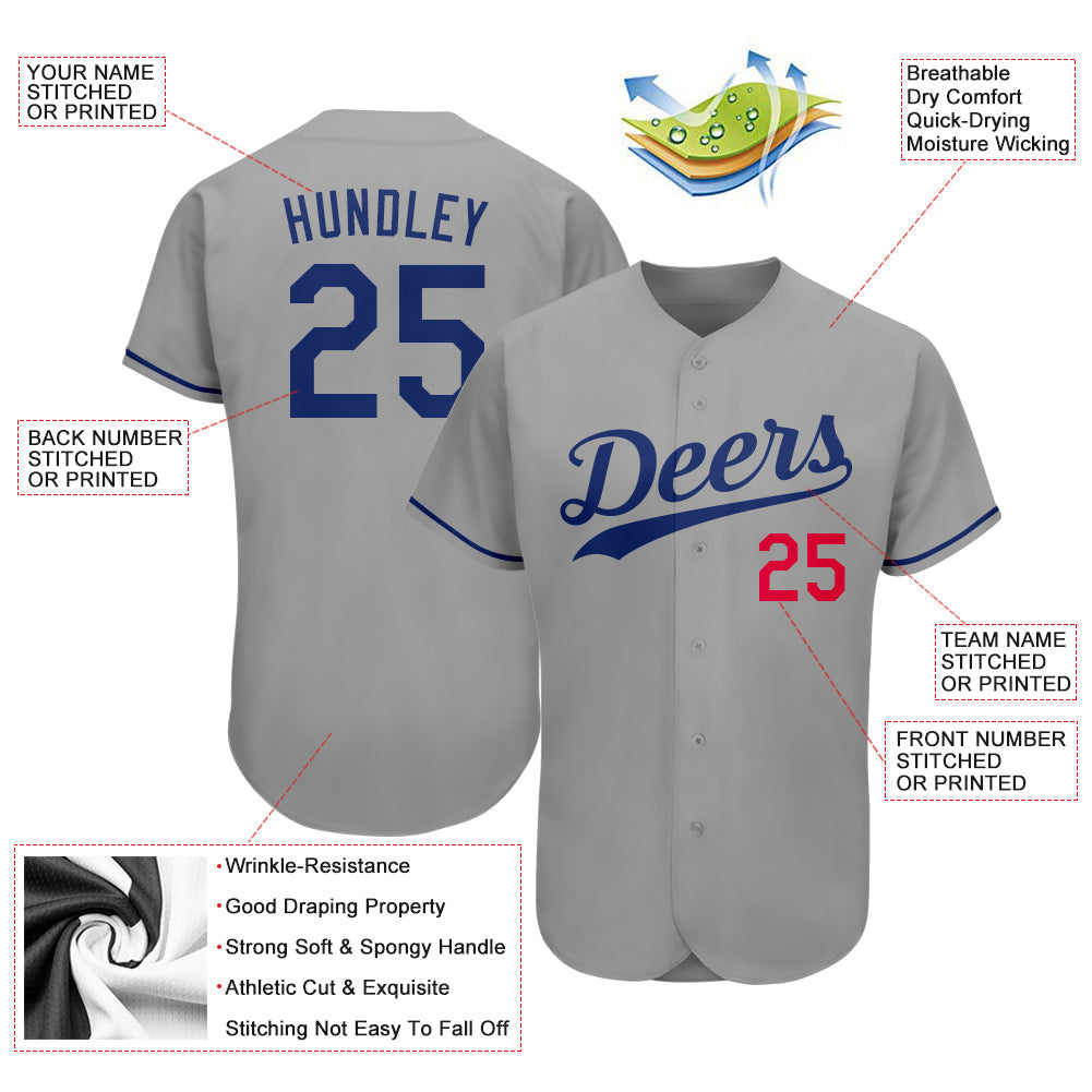 Custom Baseball Jersey - Gray Royal-Red