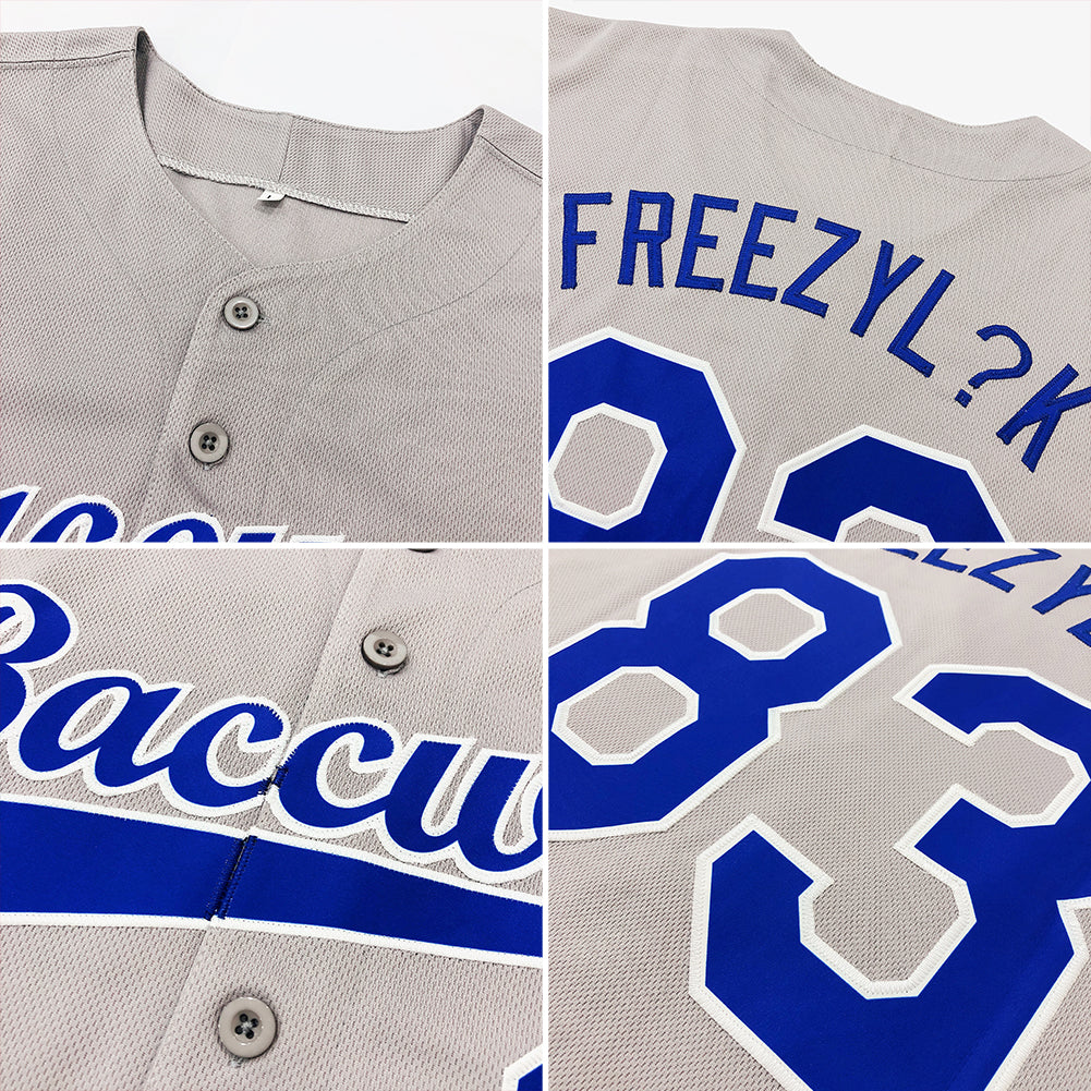 Custom Baseball Jersey - Gray Royal-Red
