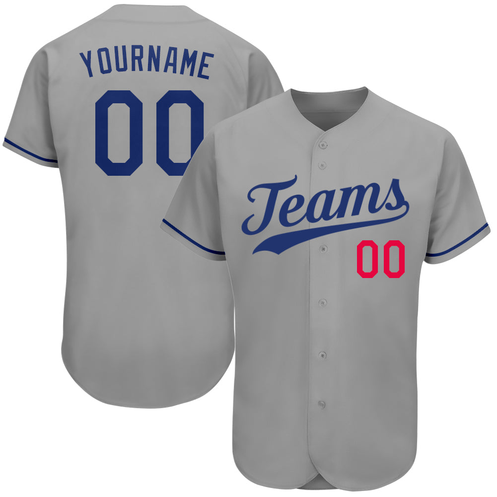 Custom Baseball Jersey - Gray Royal-Red
