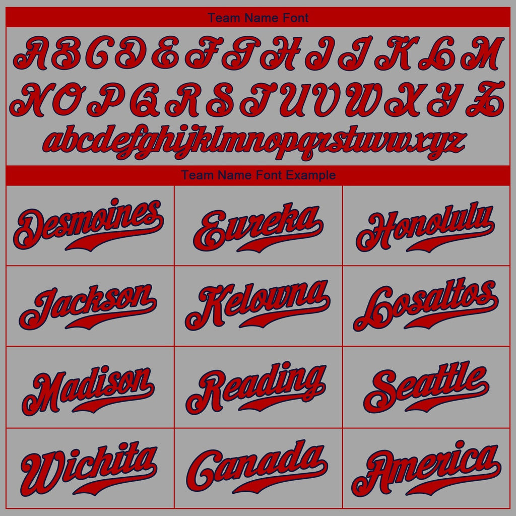 Custom Baseball Jersey - Gray Red-Navy