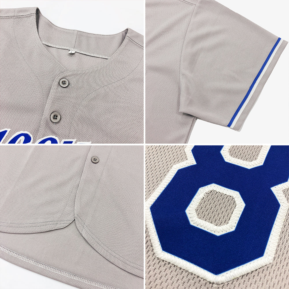 Custom Baseball Jersey - Gray Red-Navy