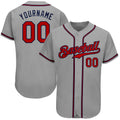 Custom Baseball Jersey - Gray Red-Navy