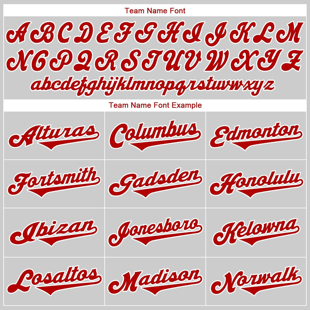 Custom Baseball Jersey - Gray Red-White