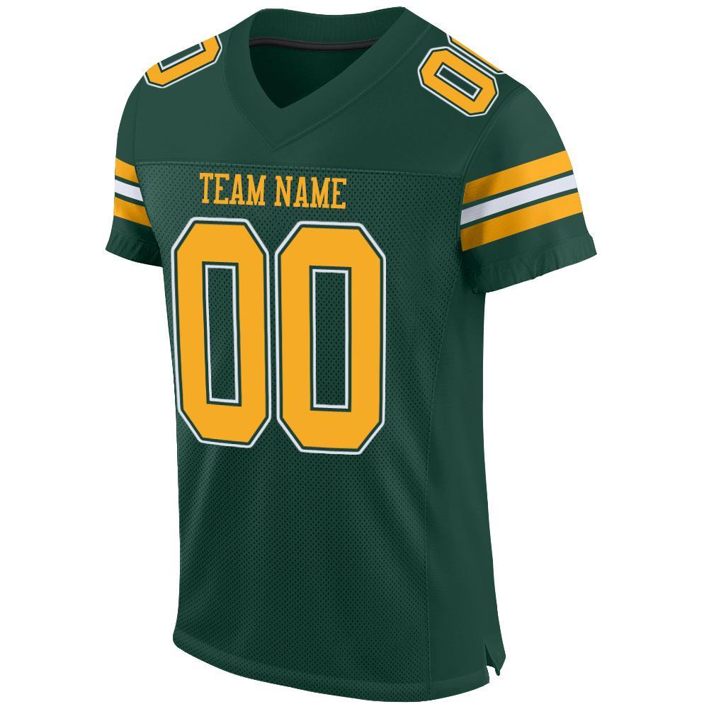 Custom Football Jersey - Green Gold-White Mesh - Style Green0001