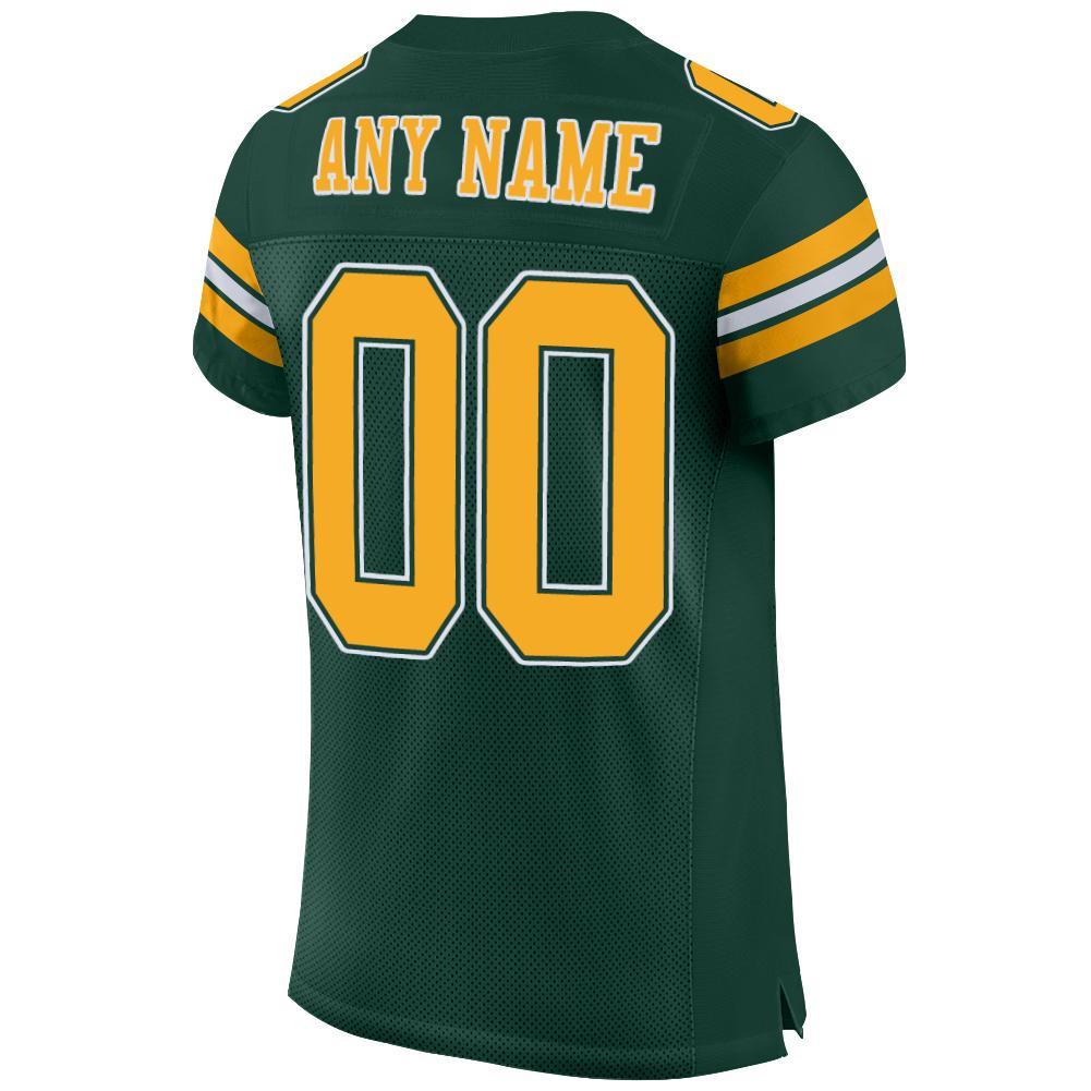 Custom Football Jersey - Green Gold-White Mesh - Style Green0001