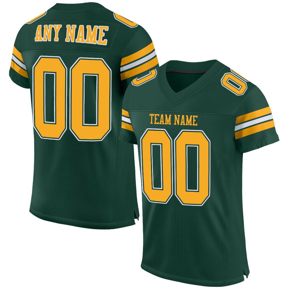 Custom Football Jersey - Green Gold-White Mesh - Style Green0001