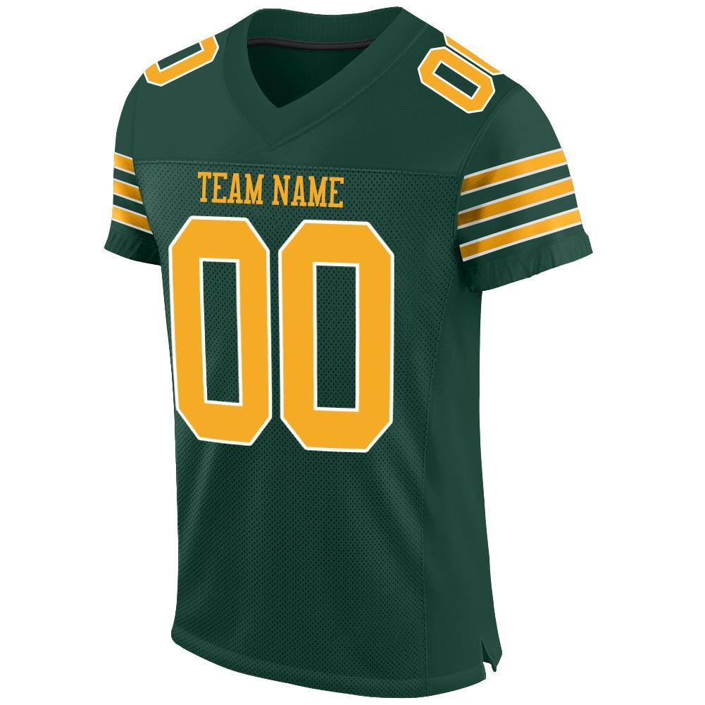 Custom Football Jersey - Green Gold-White Mesh - Style Green0005
