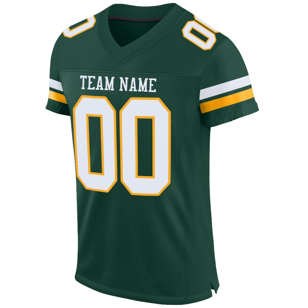 Custom Football Jersey - Green White-Gold Mesh - Style Green0017