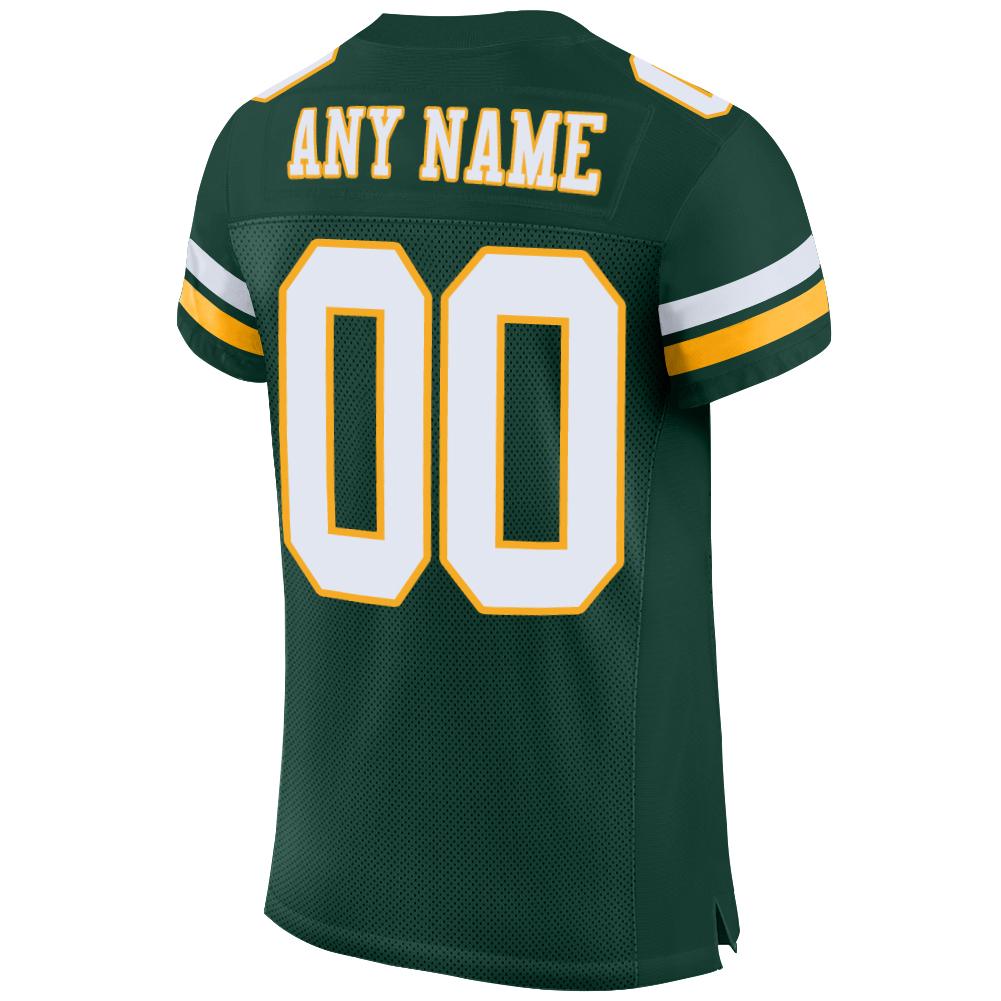 Custom Football Jersey - Green White-Gold Mesh - Style Green0017