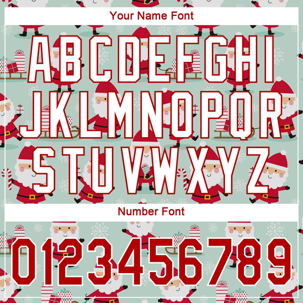 Custom Baseball Jersey - Green Red-White Christmas 3D