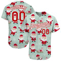Custom Baseball Jersey - Green Red-White Christmas 3D