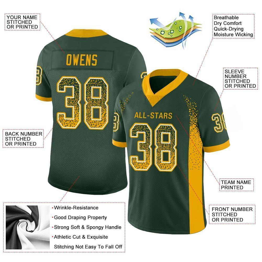 Custom Football Jersey - Green Gold-White Drift Fashion