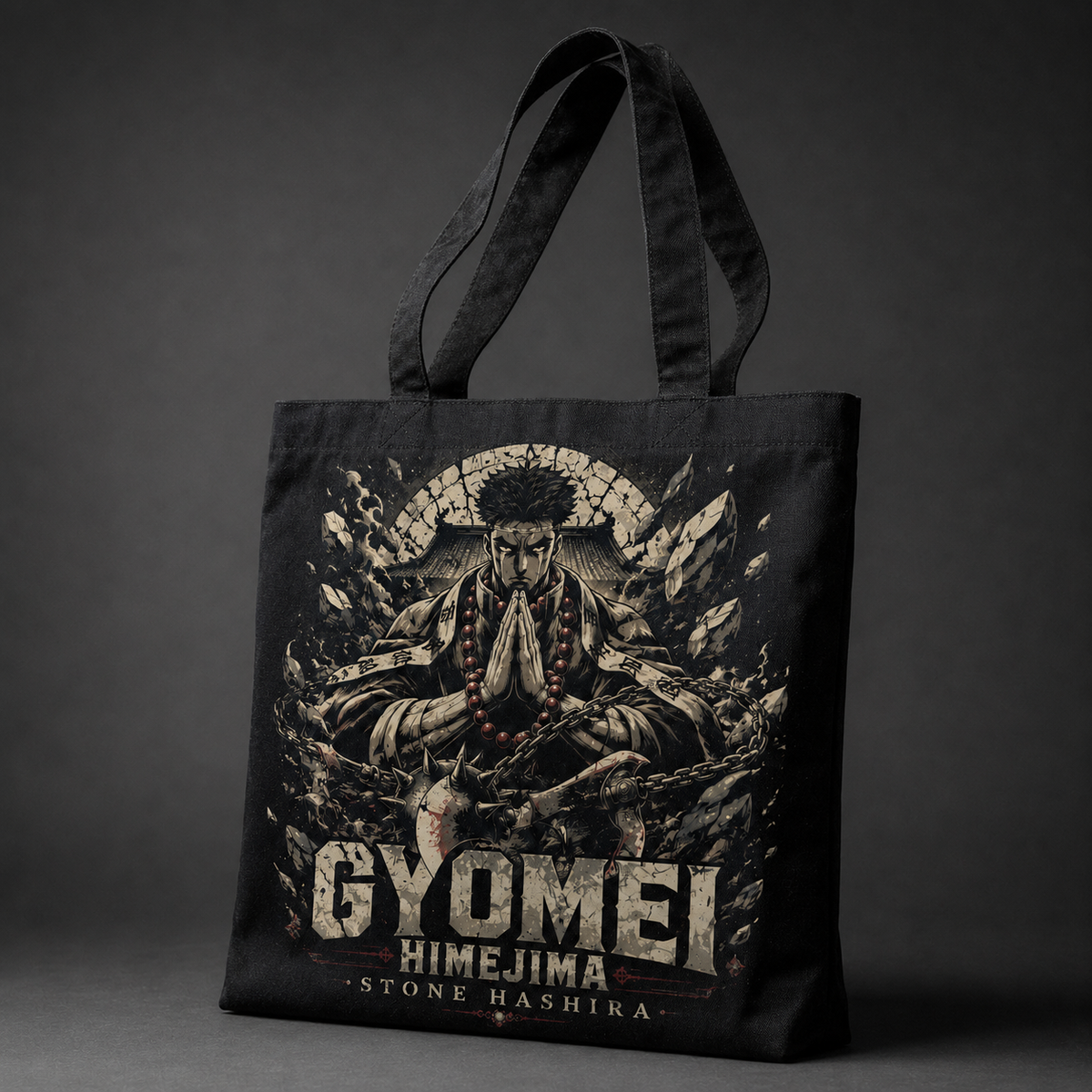 Gyomei Himejima Demon Slayer Anime Canvas Tote Bag - Stone Hashira Prayer