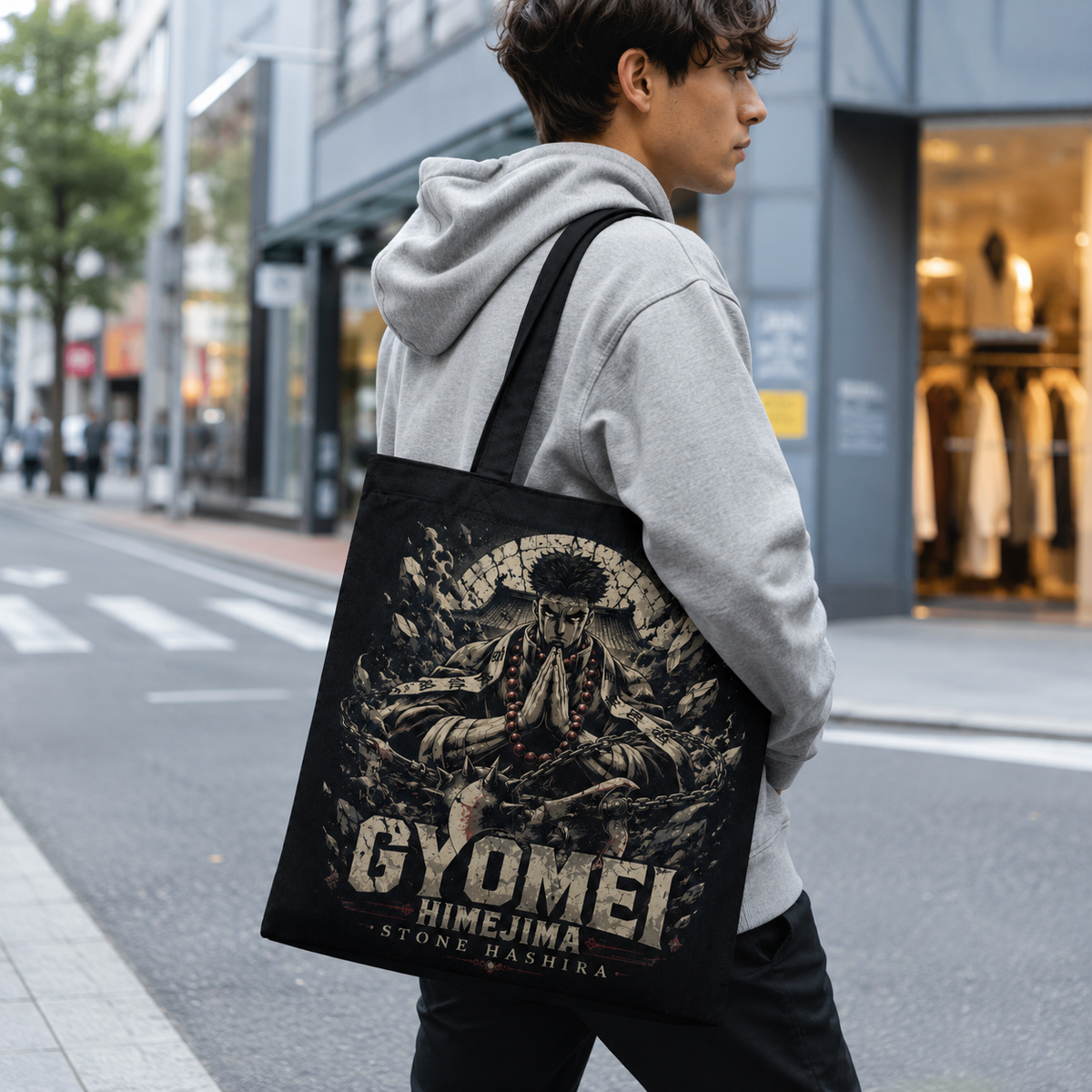 Gyomei Himejima Demon Slayer Anime Canvas Tote Bag - Stone Hashira Prayer