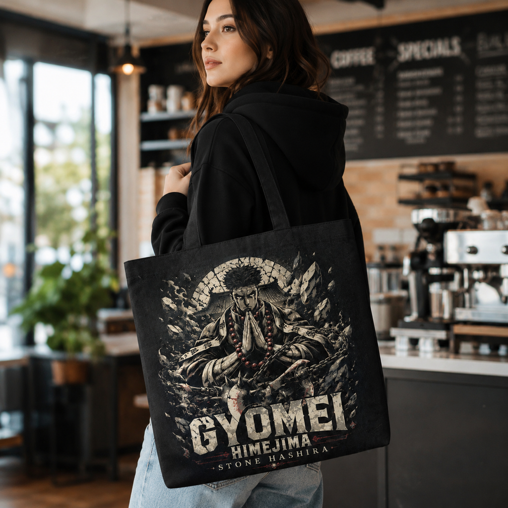 Gyomei Himejima Demon Slayer Anime Canvas Tote Bag - Stone Hashira Prayer