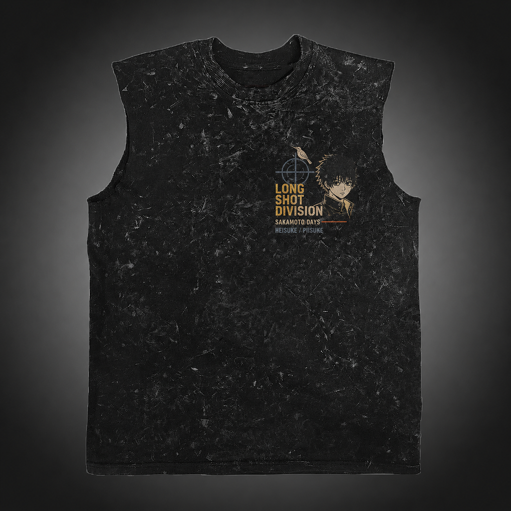 Heisuke Mashimo Sakamoto Days Anime Tank Top - Long Shot Uproar Acid Wash Vest