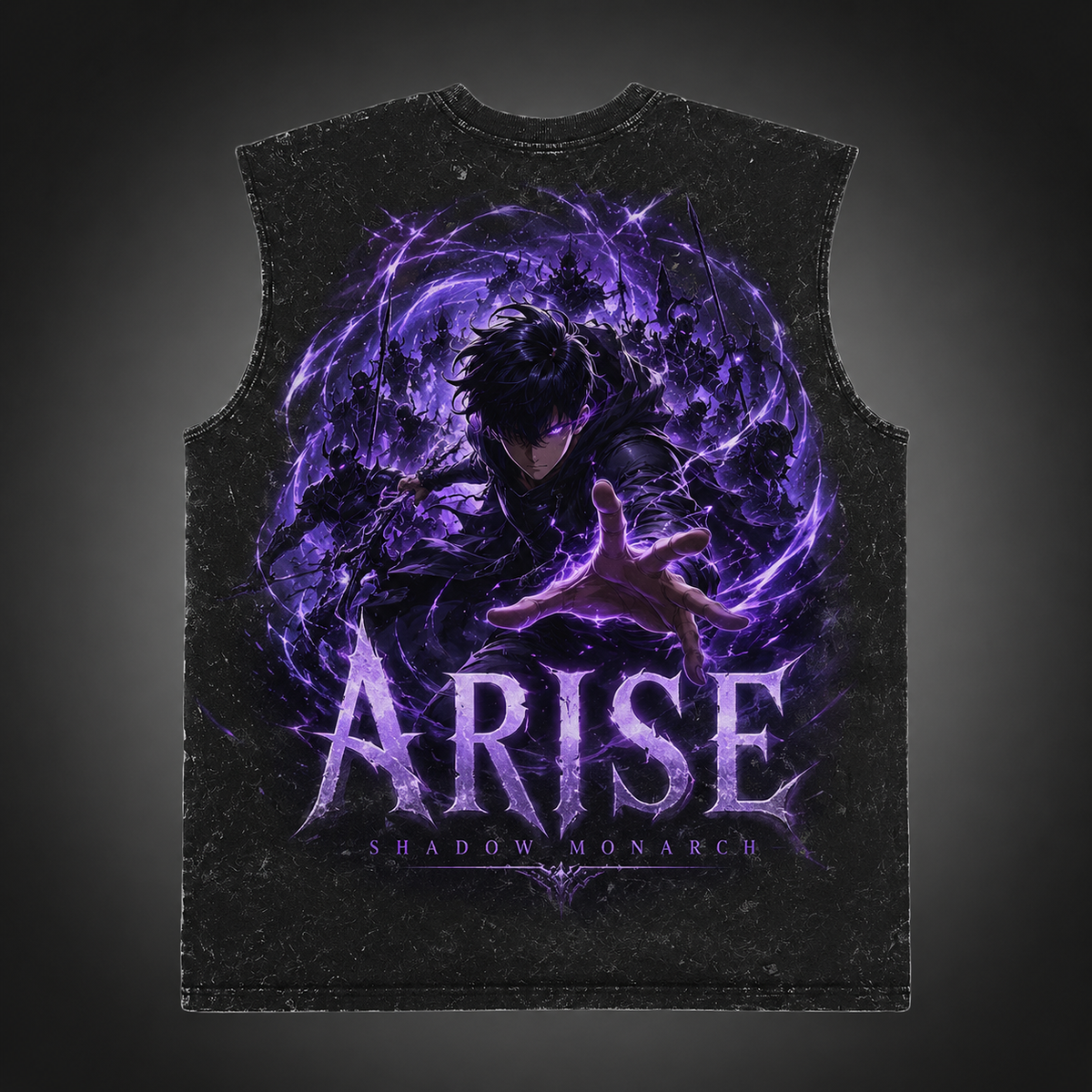 Igris Solo Leveling Anime Tank Top - Igris Shadow Commander Acid Wash Vest