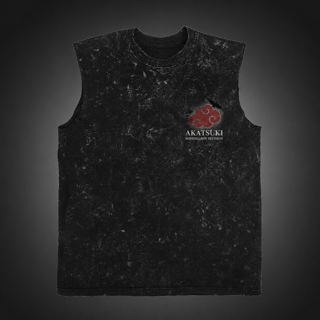 Itachi Uchiha Naruto Anime Tank Top - Akatsuki Ascension Acid Wash Vest
