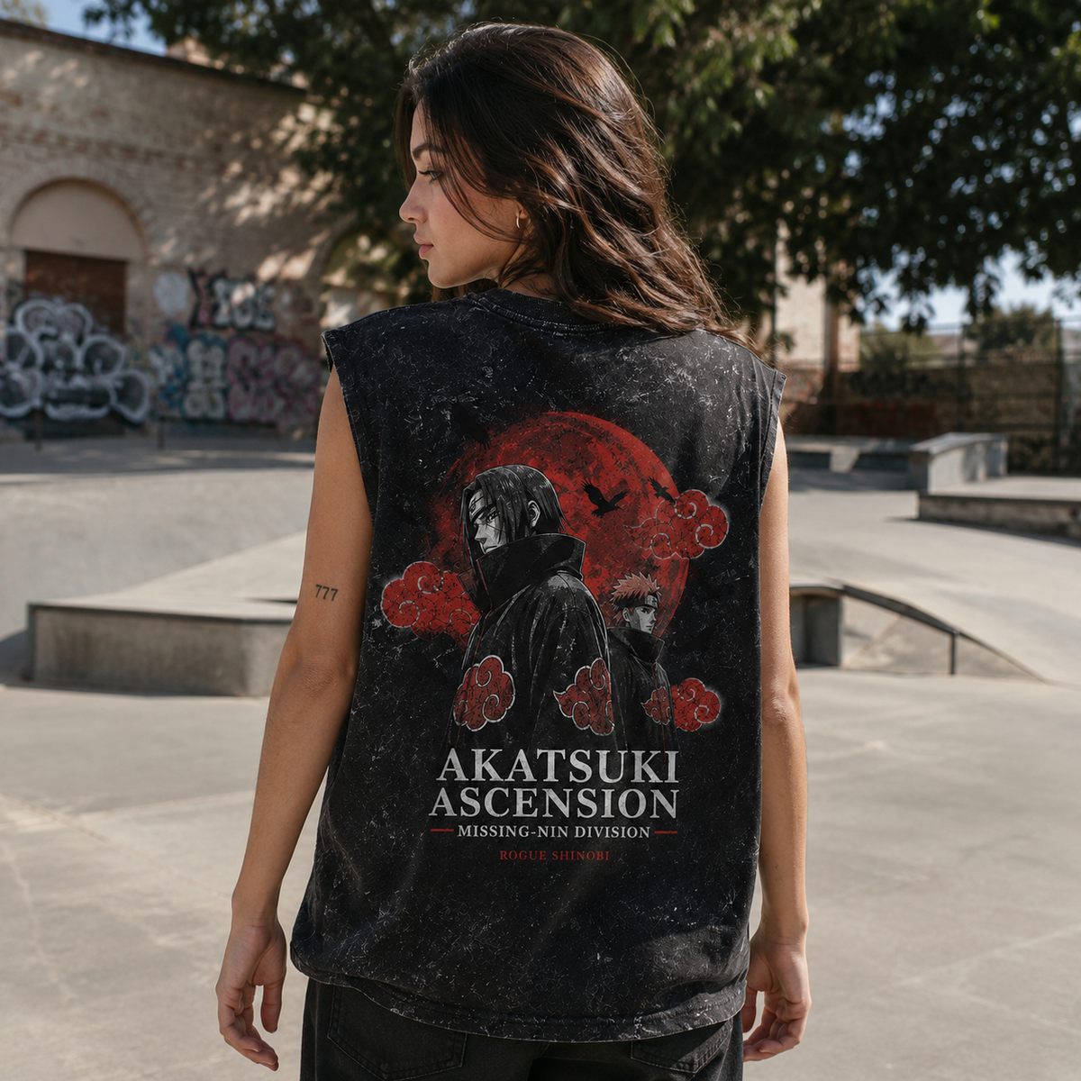 Itachi Uchiha Naruto Anime Tank Top - Akatsuki Ascension Acid Wash Vest