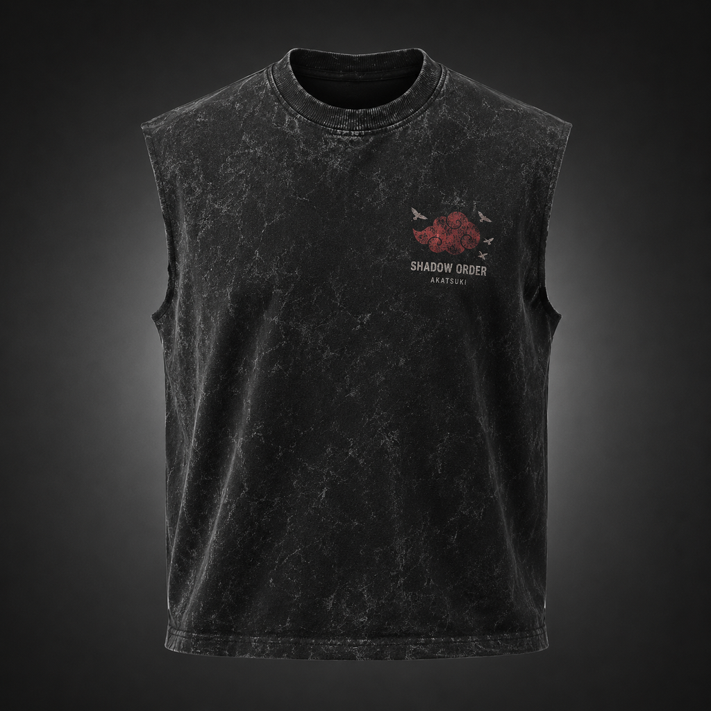 Itachi Uchiha Naruto Anime Tank Top - Akatsuki Shadow Order Acid Wash Vest